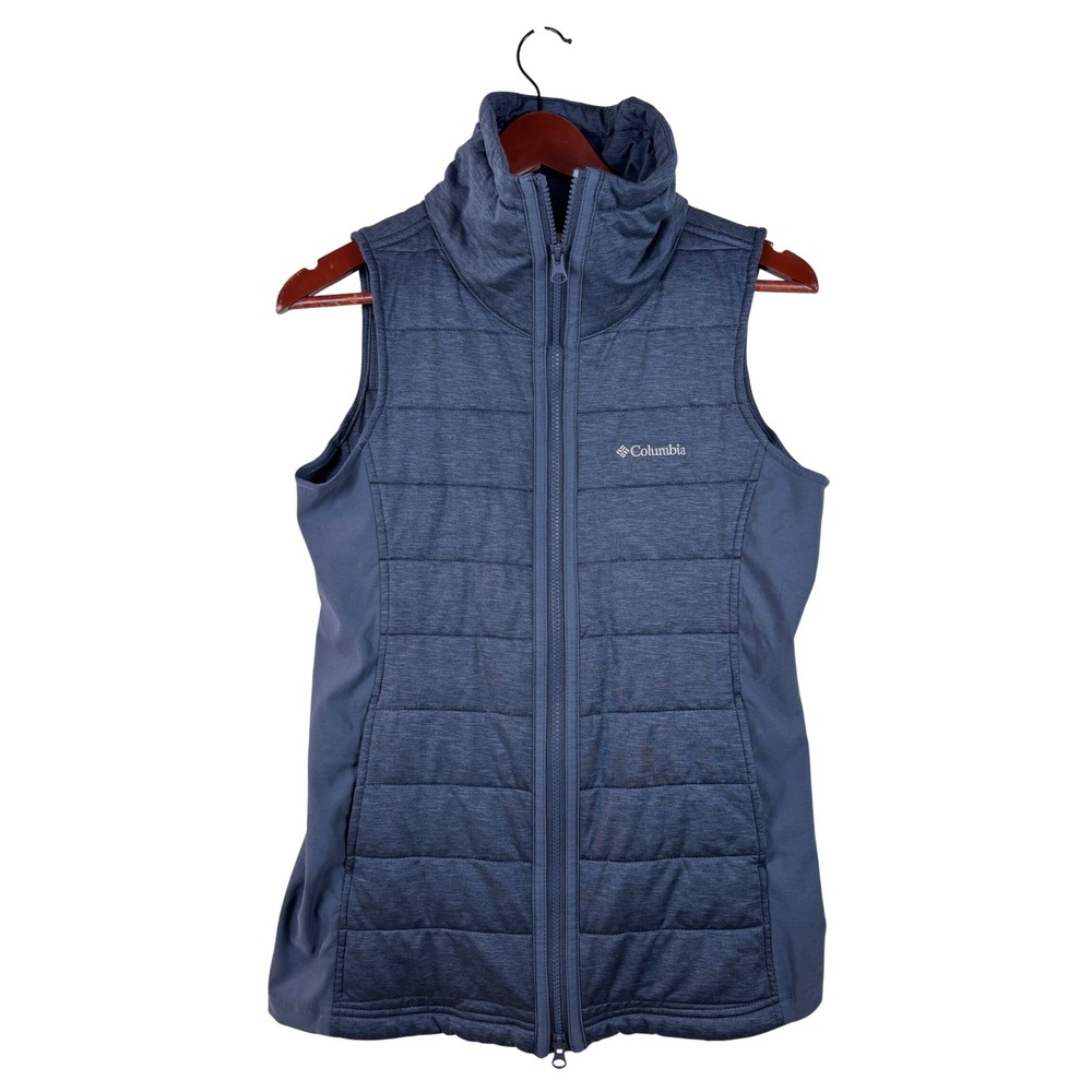 Columbia Place‎ to Place Vest Women Size S Blue Quilted Full Zip Funnel Neck